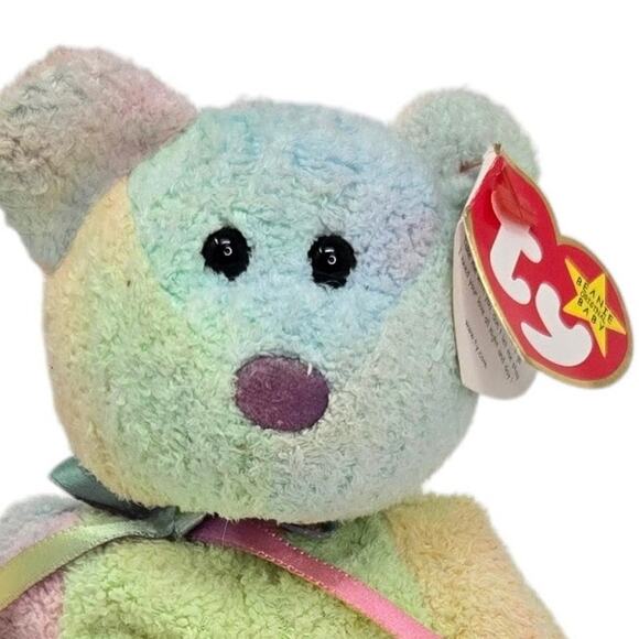 Ty Groovy Tie Dye Teddy Bear Retired Beanie Baby Stuffed Animal Plush Toy 8" - Picture 2 of 8
